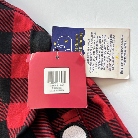 PJ’S & Presents red trimmed pajama top shirt Size 3T flannel Christmas Santa - Picture 9 of 10